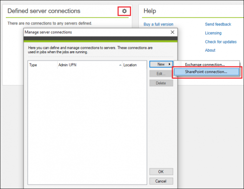 Backup SharePoint connection new