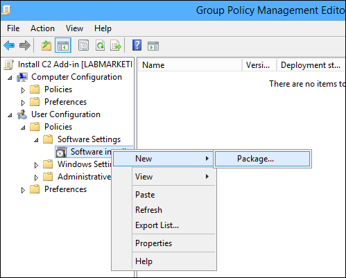 Create a new software deployment package.