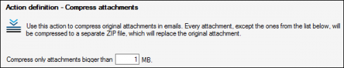 Setting the attachment file size limit below which the program will not compress.
