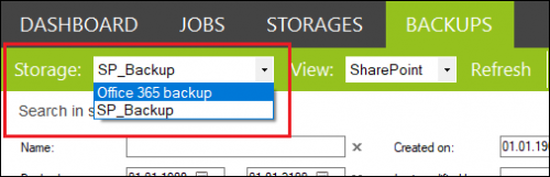 Backup restore selecting storage