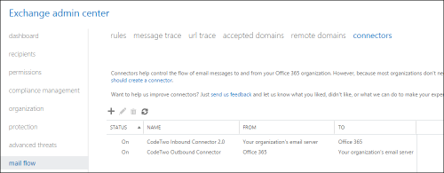 ESIG for O365 Connectors Exchange admin center