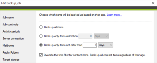 Setting up the time filter.