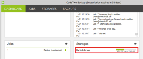 Backup - Storages status in dashboard view big.