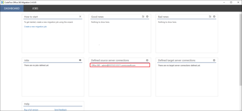 Office 365 Migration source Office 365 connection