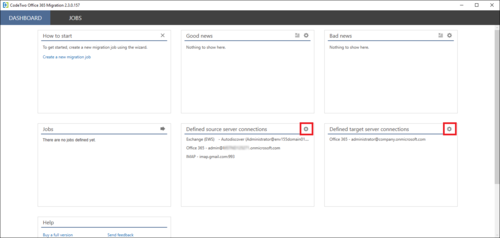 Office 365 Migration manage connections