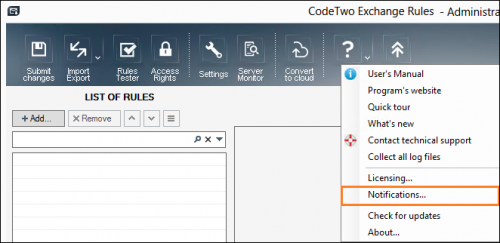 Opening the Critical notifications window.
