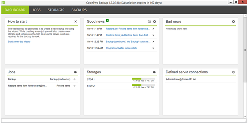 Backup - dashboard