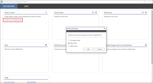 Office 365 Migration new source connection o365