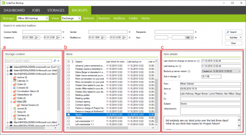Backup restore Backups tab cards