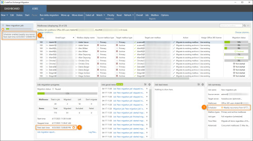 The scheduler settings displayed on the Jobs tab.