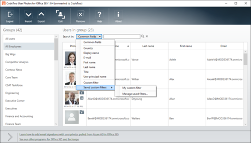 Accessing custom filters.