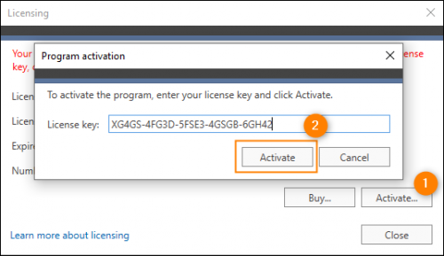 Activating the program for the first time.
