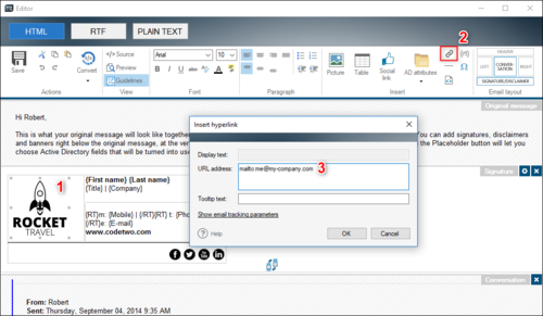 Editor - add a mailto hyperlink to an image