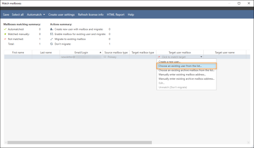 Matching a shared mailbox manually.