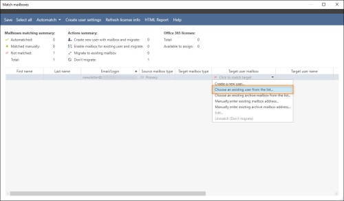 Matching a shared mailbox manually.