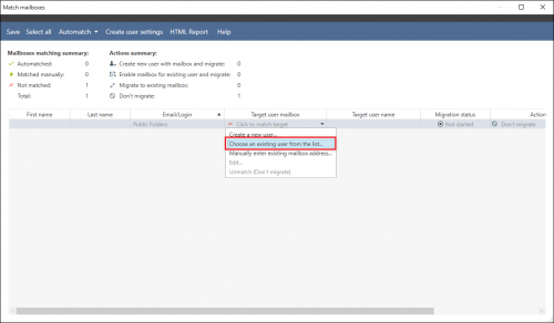 Matching public folders manually.