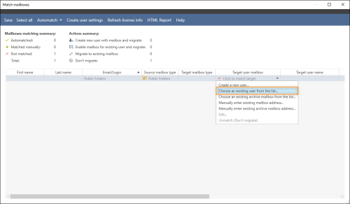Matching public folders manually.