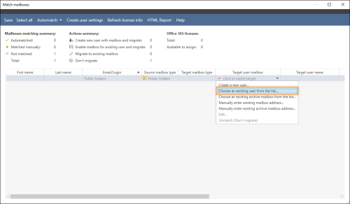 Matching public folders manually.