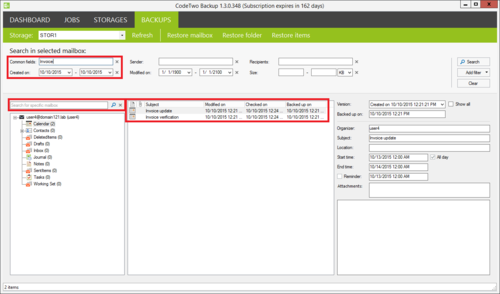 Backup - filters