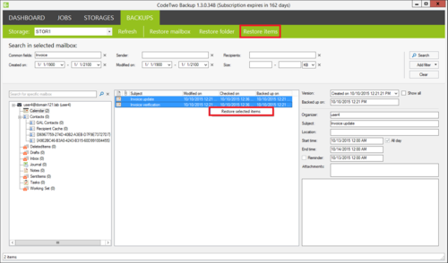 Backup - start restore