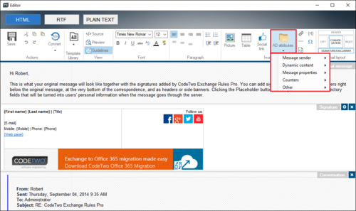 Editor - AD attributes button