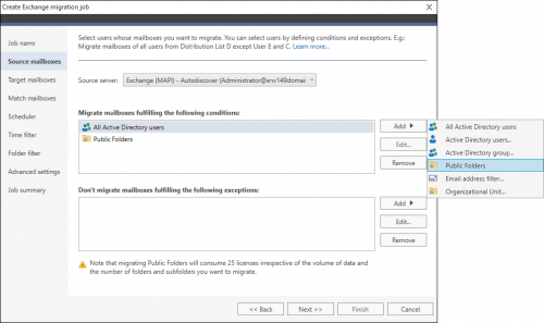 Office 365 Migration selecting mailboxes