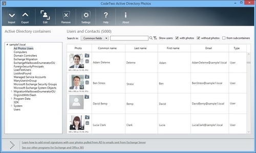 Active Directory Photos - main window