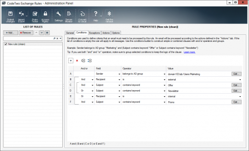 Nested groups of conditions.