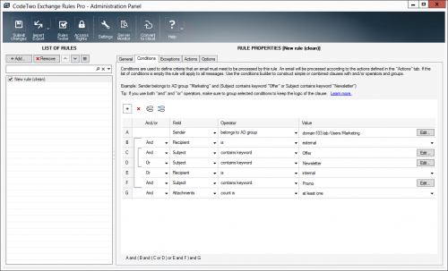 Nested groups of conditions.