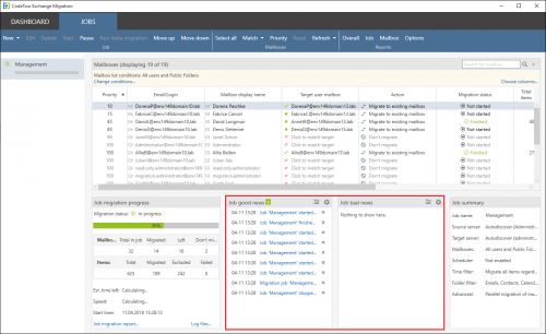 Alert notifications shown on the Jobs tab.