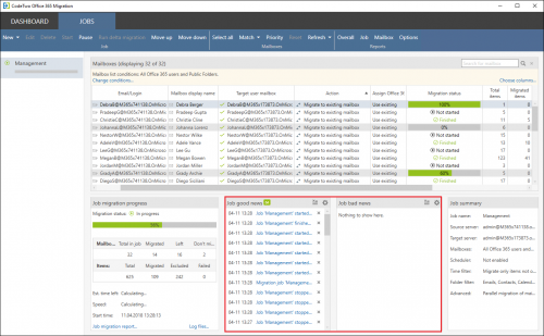 Alert notifications shown on the Jobs tab.