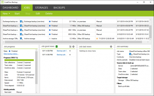 Backup Jobs tab overview