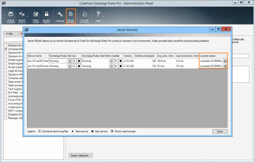 Checking the number of used and available licenses.