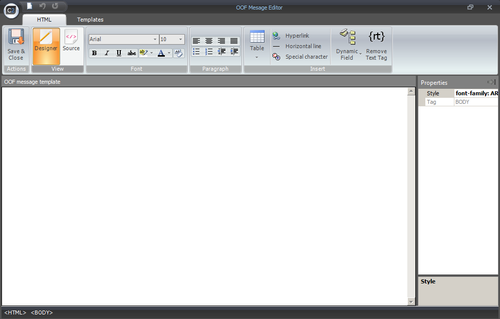 OOF Message Editor.