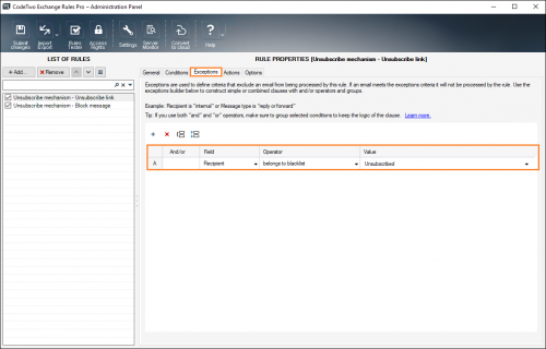 The exception that prevents sending emails to users who are already on the blacklist.