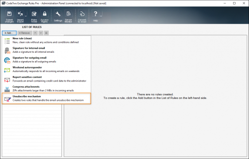 Adding the predefined Unsubscribe mechanism.