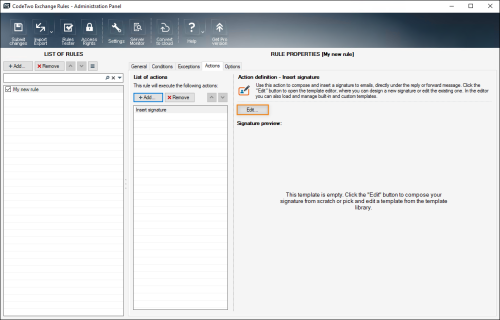 Opening the template editor.