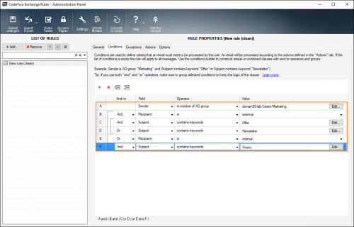 Adding additional grouping brackets to conditions.