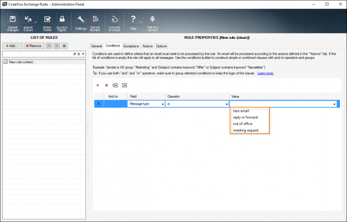 Configuring the Message type.