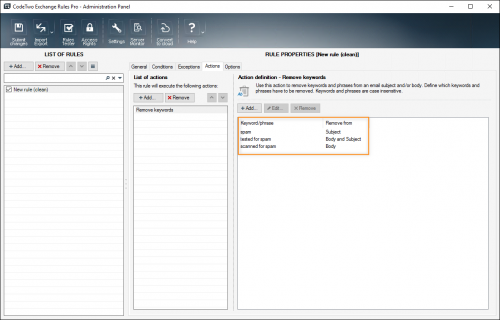 Keywords visible on the properties pane.