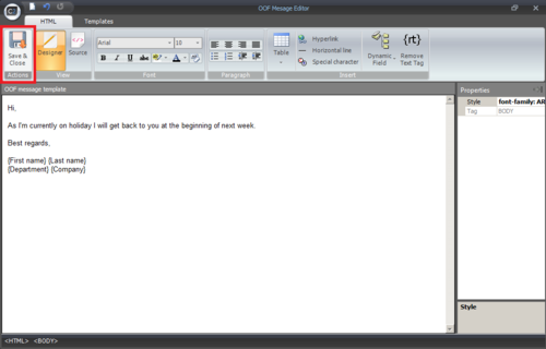 Template editor.