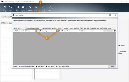 Opening log files via the Server Monitor.