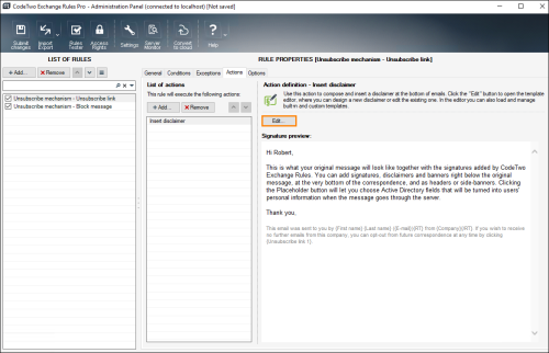 Opening the template editor.
