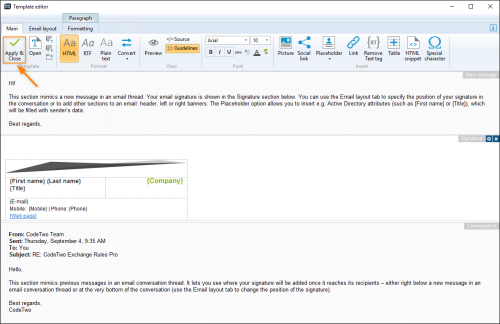 Composing a signature template.