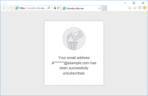 The Unsubscribe mechanism's landing page.