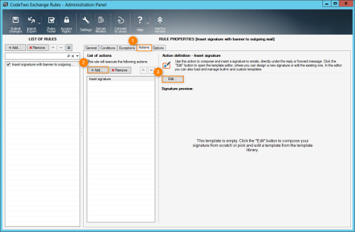Opening the editor to design the signature.