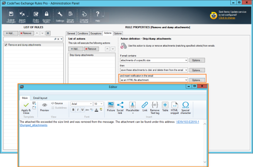 Designing a template of the HTML file attachment.