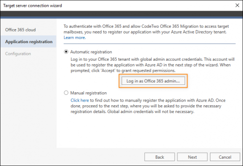 Registering the program automatically in Azure AD.