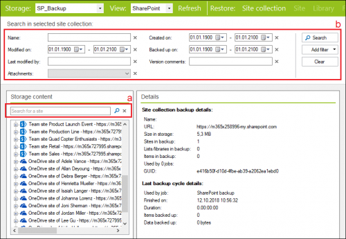 Backup restore filtering options