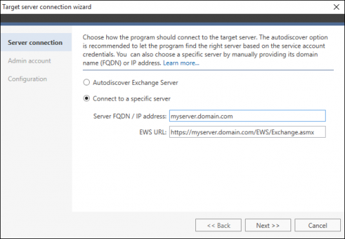 Using FQDN to establish a target server connection.